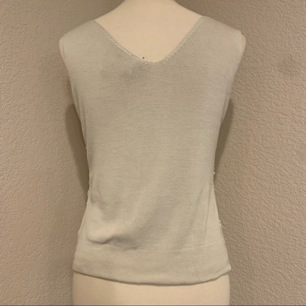 ShuShu Cream Ivory Sequin Paillette Silk Tank Top 75% Silk Knit Size Small - Picture 5 of 16